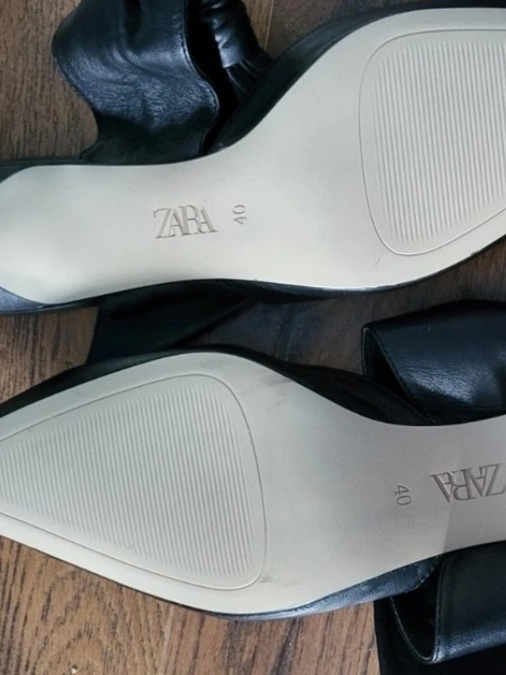 Zara Black Pointed Knot Slip-On Mules. Leather - Picture 4 of 4